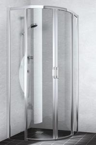 Sprchový kút  90 oblý, strieborný lesklý profil, výplň TRANSP. hr.4mm, R550, LIGA, posuvný, ložisko, Kermi Clean  KERMI