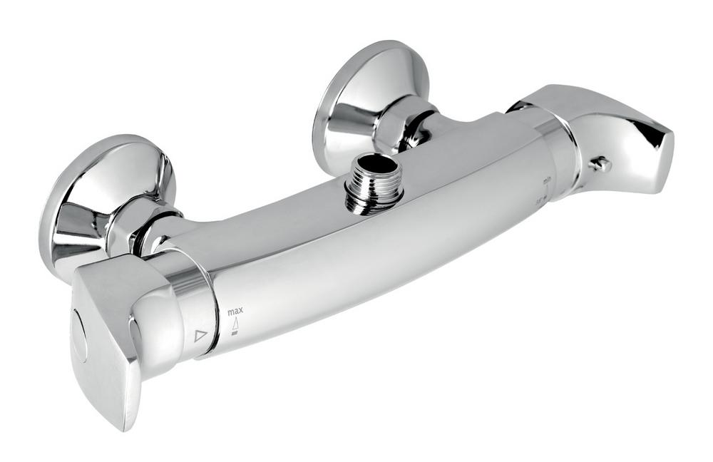 Vodovodná batéria sprchová nástenná termostatická chrómová rozteč: 150mm bez príslušenstva, horný vývod,rukoväť páka Metalia 57  Novaservis