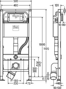 inštalačný modul WC nádrž predstenový - úchyt zadný 8521 PREVISTA DRY