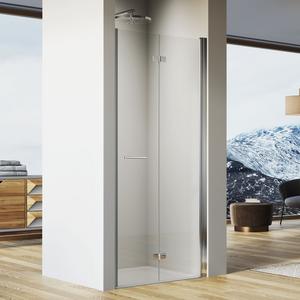 Sprchové dvere 90cm SOLINO dvojkrídlové skladacie, pravé / 1 strana rohového vstupu, aluchróm/transparent, SanSwiss