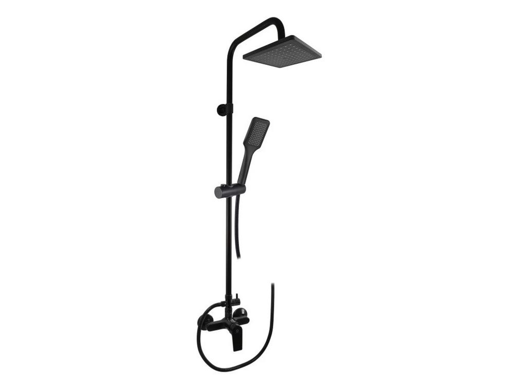 Vodovodná batéria sprchová nástenná páková, matná čierna, rozteč: 150 mm, vrátane hlavovej sprchy, ručnej sprchy, tyče s držiakom a hadicou 150 cm, COLORADO Slezák-RAV