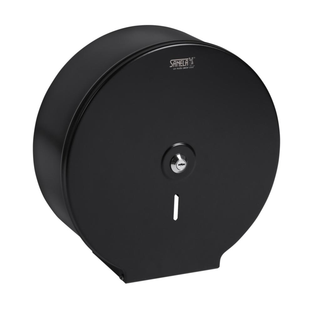 Nerezový zásobník na toaletný papier veľké kotúče, povrch čierny matný, pr.270 mm Sanela SLZN 37V