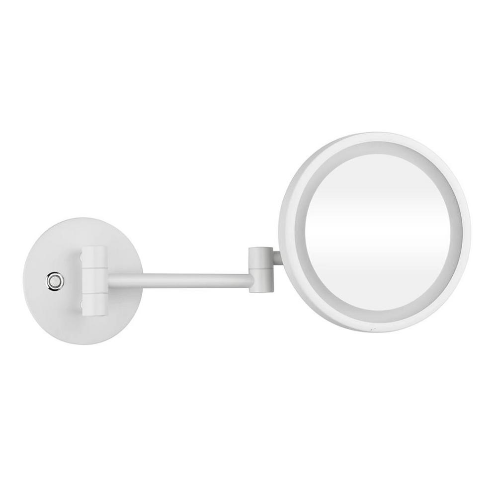 Kozmetické zrkadlo Bemeta s osvetlením, na otočnom ramene, priemer 200mm, biele White
