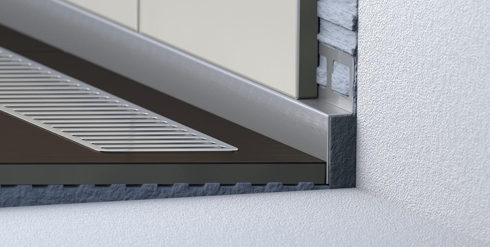 Profil zadný k spádovému profilu dĺžky 1,5m H1 10mm H2 35mm nerez chemická kartáčovaná dl.1,5m