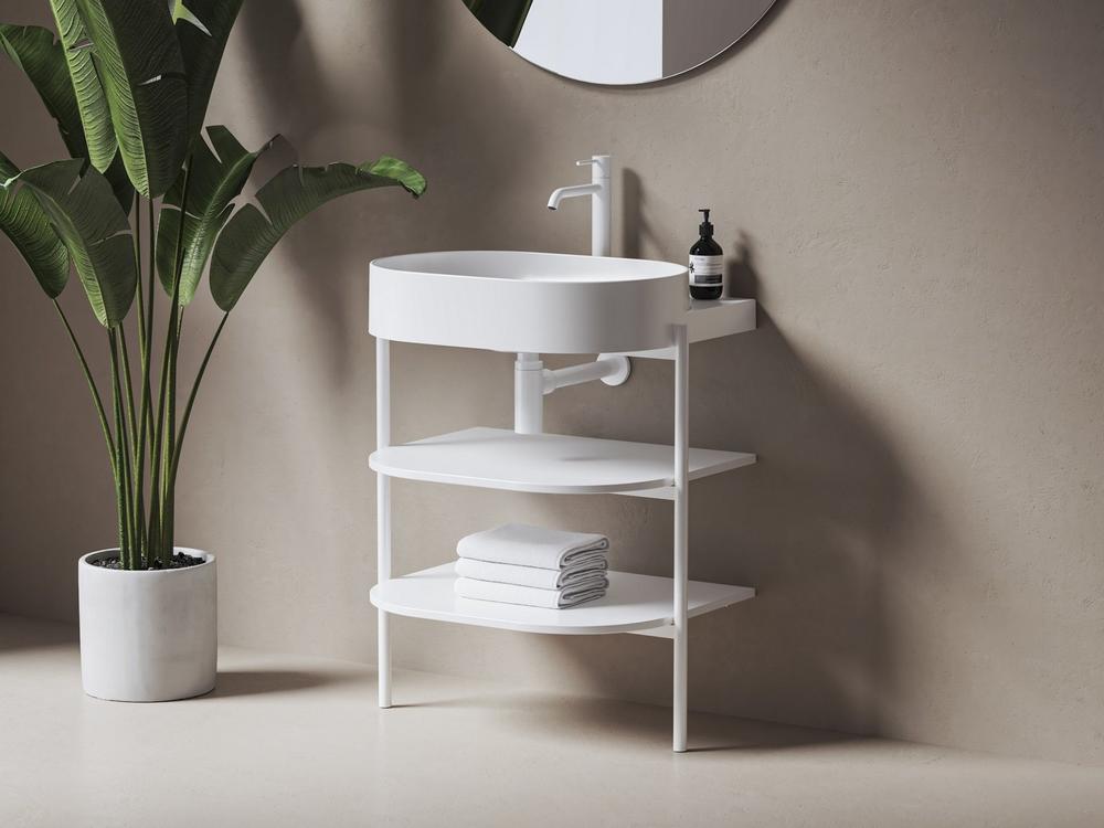 Nábytok skrinka pod umývadlo, biela matná, 66,8 x 49,5 x 76,5cm, lakovaný kov, MDF, 2 poličky Yard 60 Ravak