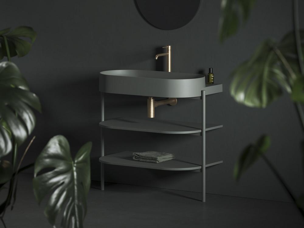 Nábytok skrinka pod umývadlo, grey green, 86,8 x 49,5 x 76,5 cm, lakovaný kov, MDF, 2 poličky Yard 80 Ravak