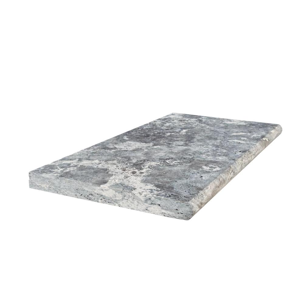 Dlažba kameň - bazénový lem ATR73 Travertin BLUE SKY 30,5x61x3cm,modrošedá, úprava Antik