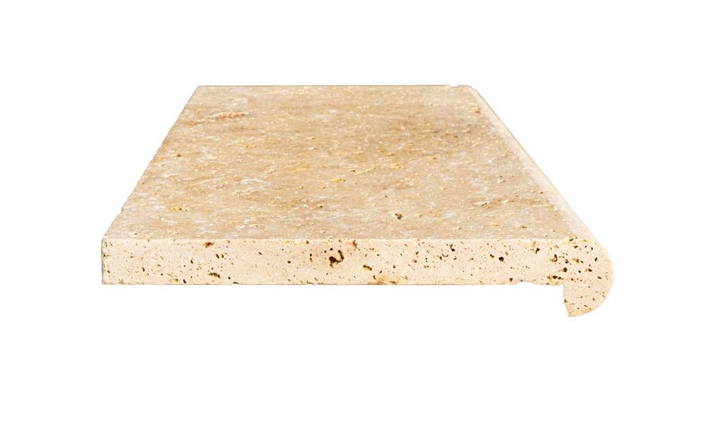 Dlažba kameň - bazénový lem s nosom ATR22 Travertín 33x61x 1,2/3cm, brúsený,piesková, úprava Antik
