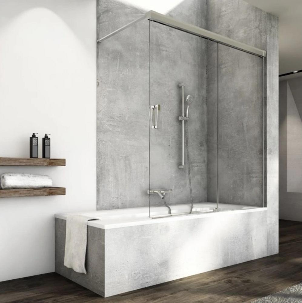 Vaňová stena 1200 CADURA s posuvným dielom, pevný diel vpravo, aluchróm/transparent