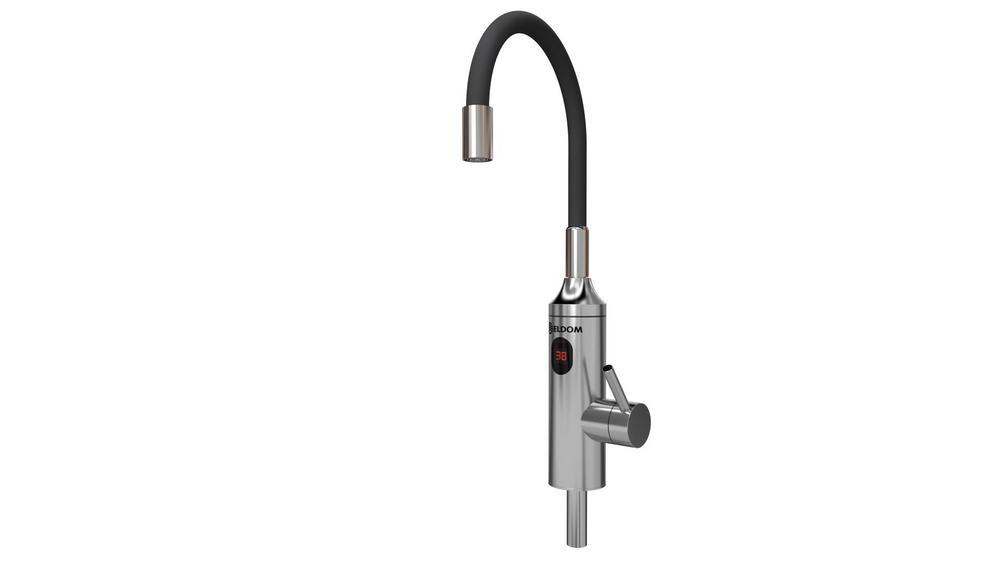 Elektrický nerezový ohrievač vody s flexibilnou stojánkou batériou, čierny vývod, digi display, výkon 3,3 kW