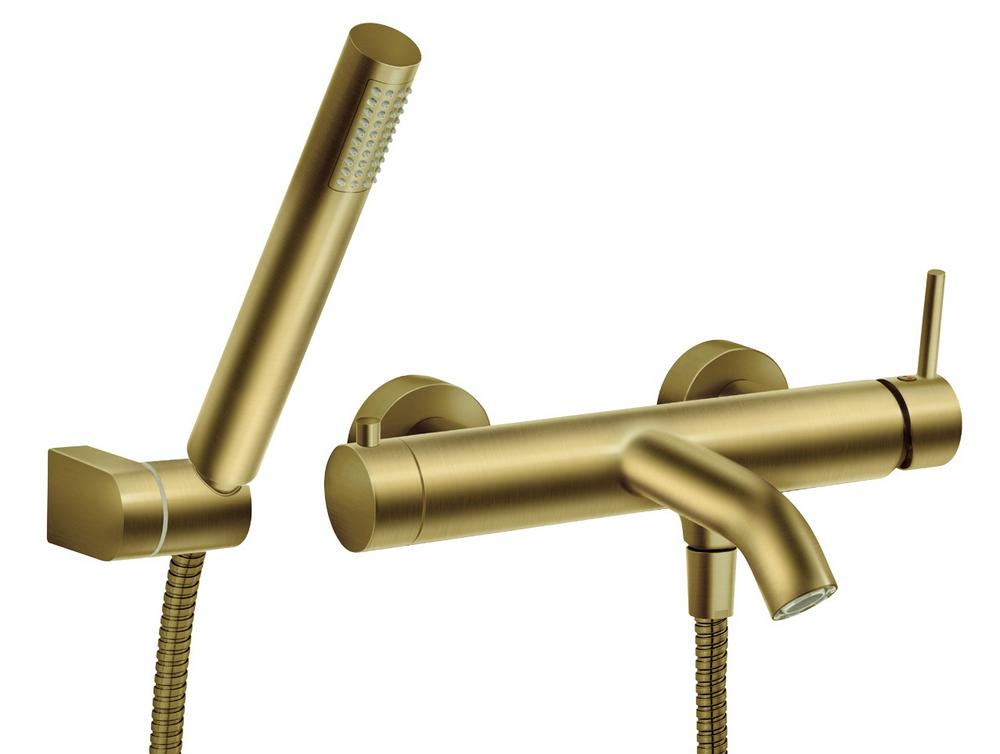 Vodovodná batéria vaňová nástenná páková gold rozteč: 150mm s príslušenstvom, keramický prepínač Ciriculus  Novaservis