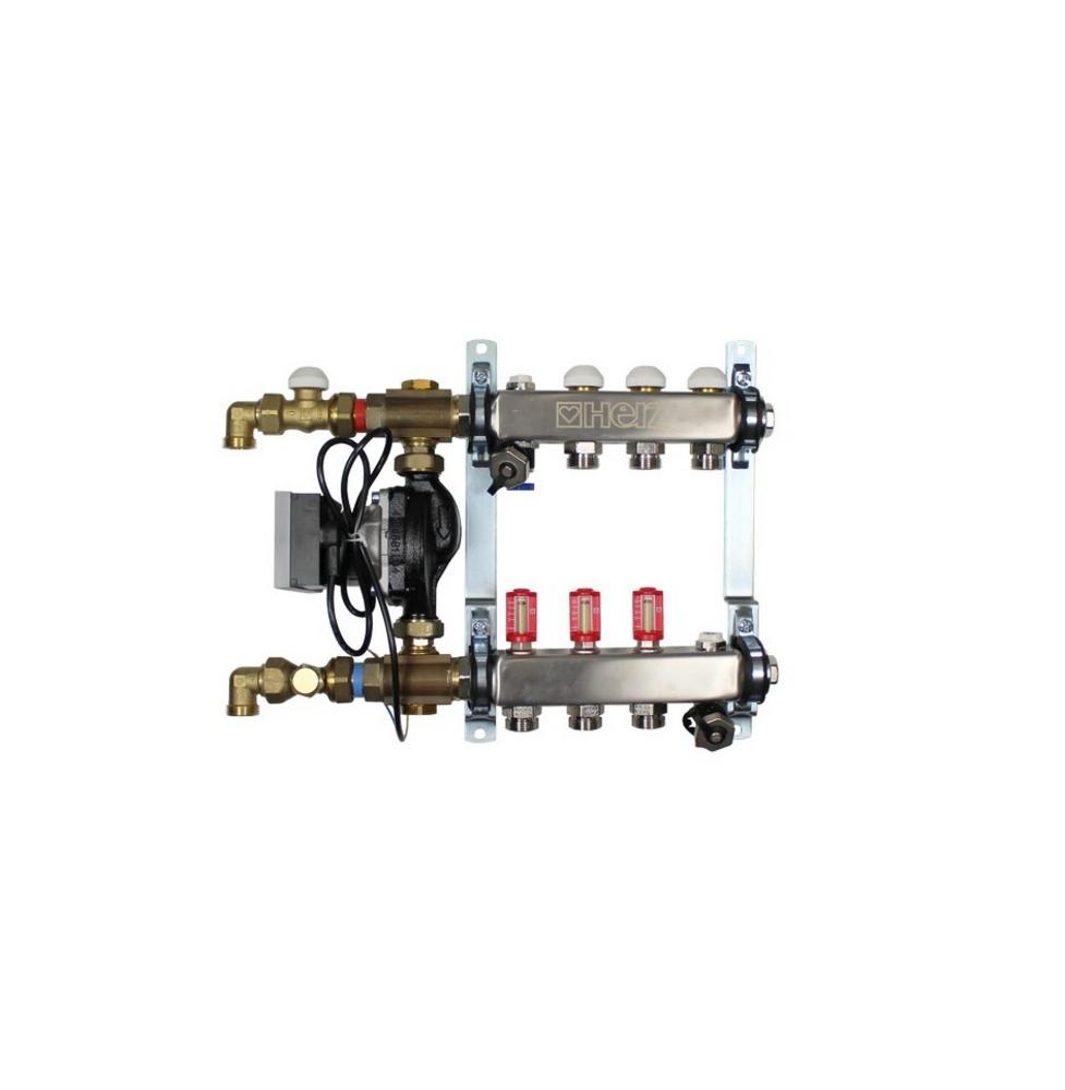 HERZ Compact Floor Light SK - kompletná regulačná stanica 10-okruhová, pre podlahové vykurovanie, pripojenie vpravo hore